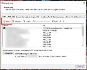 Bład w outlook 2019 tworzenie nowego konta